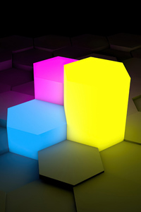 1440x2960 Neon Glowing Cubes 4k
