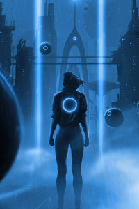 Neon Guardian Keeper Of The Future (1080x2400) Resolution Wallpaper
