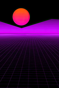 Neon Horizons A Synthwave Sunset In Purple Hues (360x640) Resolution Wallpaper