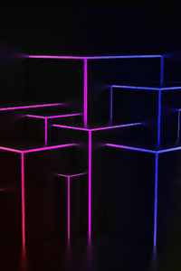 Neon Light Cubes 4k