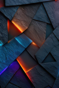 Neon Lit Dark Stone Geometric (320x480) Resolution Wallpaper