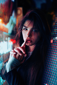 Neon Portrait Women (640x960) Resolution Wallpaper