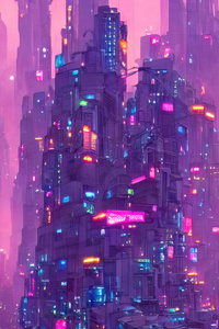Neon Skyscrapers Embracing The Cyberpunk Cityscape (540x960) Resolution Wallpaper