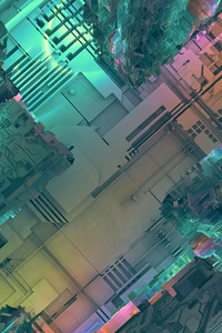 Neon Tech City (480x854) Resolution Wallpaper