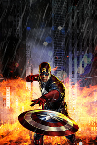 New Art Captain America (480x854) Resolution Wallpaper