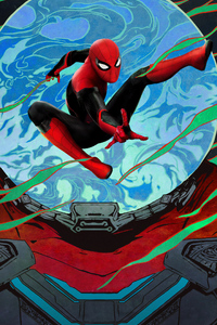 New Spiderman Far From Home Art (320x480) Resolution Wallpaper