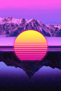 Night And Day Ice Synthwave Retrowave Mix (1440x2560) Resolution Wallpaper
