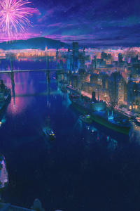 Night City Port 4k (1125x2436) Resolution Wallpaper