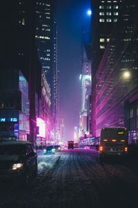 Night City Street Neon Lights 4k
