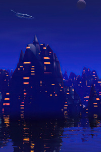 Night Of Cyber City (320x568) Resolution Wallpaper