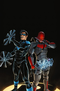 Nightwing And Red Hood (320x568) Resolution Wallpaper