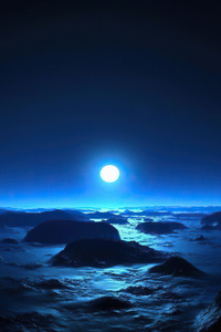 Ocean Dark Night Moon 4k (1080x1920) Resolution Wallpaper