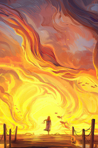 Ocean Is On Fire (360x640) Resolution Wallpaper