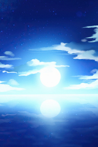 Ocean Landscape Anime Style (320x480) Resolution Wallpaper