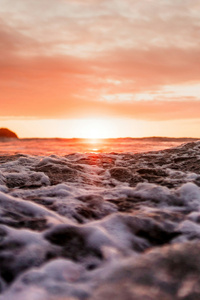 Ocean Sunset With Waves (320x568) Resolution Wallpaper