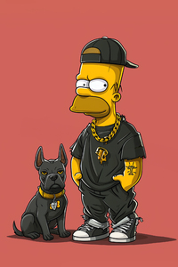 Old Bart Simpson With His Dog (240x320) Resolution Wallpaper
