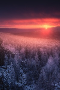 1242x2688 One More Sunset In The Ural Mountains 5k