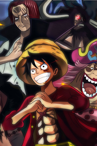 One Piece Charlotte Linlin Kaido Marshall D Teach Monkey D Luffy Shanks (540x960) Resolution Wallpaper