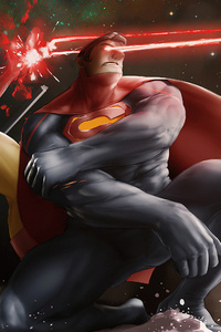 One Punch Man And Superman (480x854) Resolution Wallpaper