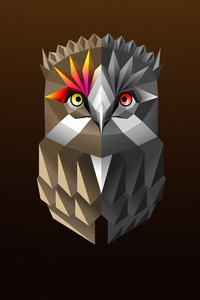 Owl Facets Colorful Digital Art 4k