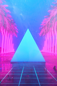 1080x2280 Palm Tree Pyramid Reflection Stars 5k