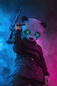 Panda Ready To Hit A Home Run (240x400) Resolution Wallpaper