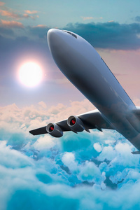 360x640 Passenger Airplanes Clouds 5k