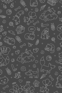 1242x2688 Pattern Cats Fish Abstract 4k