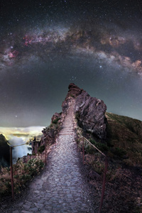 Pedra Rija Under The Milky Way (480x800) Resolution Wallpaper