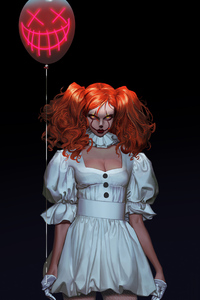 Pennywise Clown Girl (1080x2160) Resolution Wallpaper