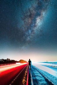 1242x2688 Person Freeway Standing Long Exposure Road