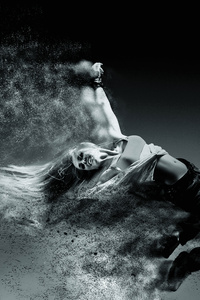 Person Movement Speed Black And White Sand Explosion (360x640) Resolution Wallpaper