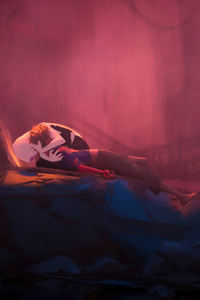 Peter Parker And Gwen Stacy In Spider Man Across The Spider Verse (2160x3840) Resolution Wallpaper