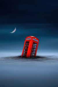 Phone Booth Ocean Last Call (640x1136) Resolution Wallpaper