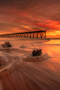 Pier Ocean Sunset HD (1440x2560) Resolution Wallpaper