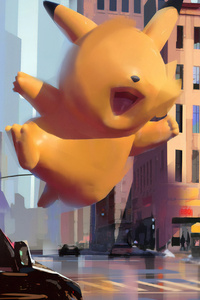 Pikachu In City (320x568) Resolution Wallpaper