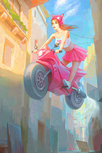 720x1280 Pink Bike Girl 5k