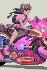 Pink Biker Girl 4k (1080x2160) Resolution Wallpaper