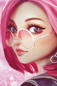 2160x3840 Pink Hair Sun Glasses Fantasy Girl 8k