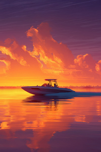 Plam Trees Miami And Boat (1080x2280) Resolution Wallpaper