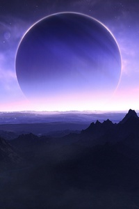 Planets Mountains Sea Sky Artwork 4k (1280x2120) Resolution Wallpaper