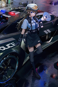 Police Anime Girl 4k