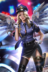 Police Girl Mercy Overwatch 2018 HD