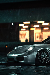 Porsche 911 Rain (320x568) Resolution Wallpaper