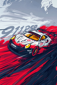 Porsche 911 Rsr Artwork (640x960) Resolution Wallpaper