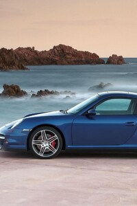 Porsche Blue Car (640x960) Resolution Wallpaper