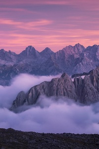 Post Sunset Fog Mountains (640x960) Resolution Wallpaper