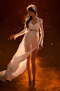 Pretty Girl In White Dress (1080x2280) Resolution Wallpaper