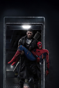 Punisher Saving Spiderman (480x800) Resolution Wallpaper