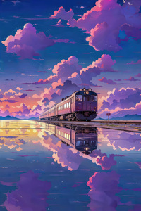 Purple Aesthetic Train (1080x2280) Resolution Wallpaper